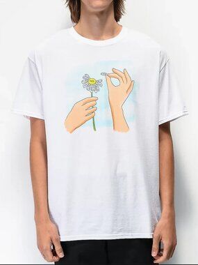 A.LAB by Zumiez This Or That Daisy White Cotton T-Shirt Size Large